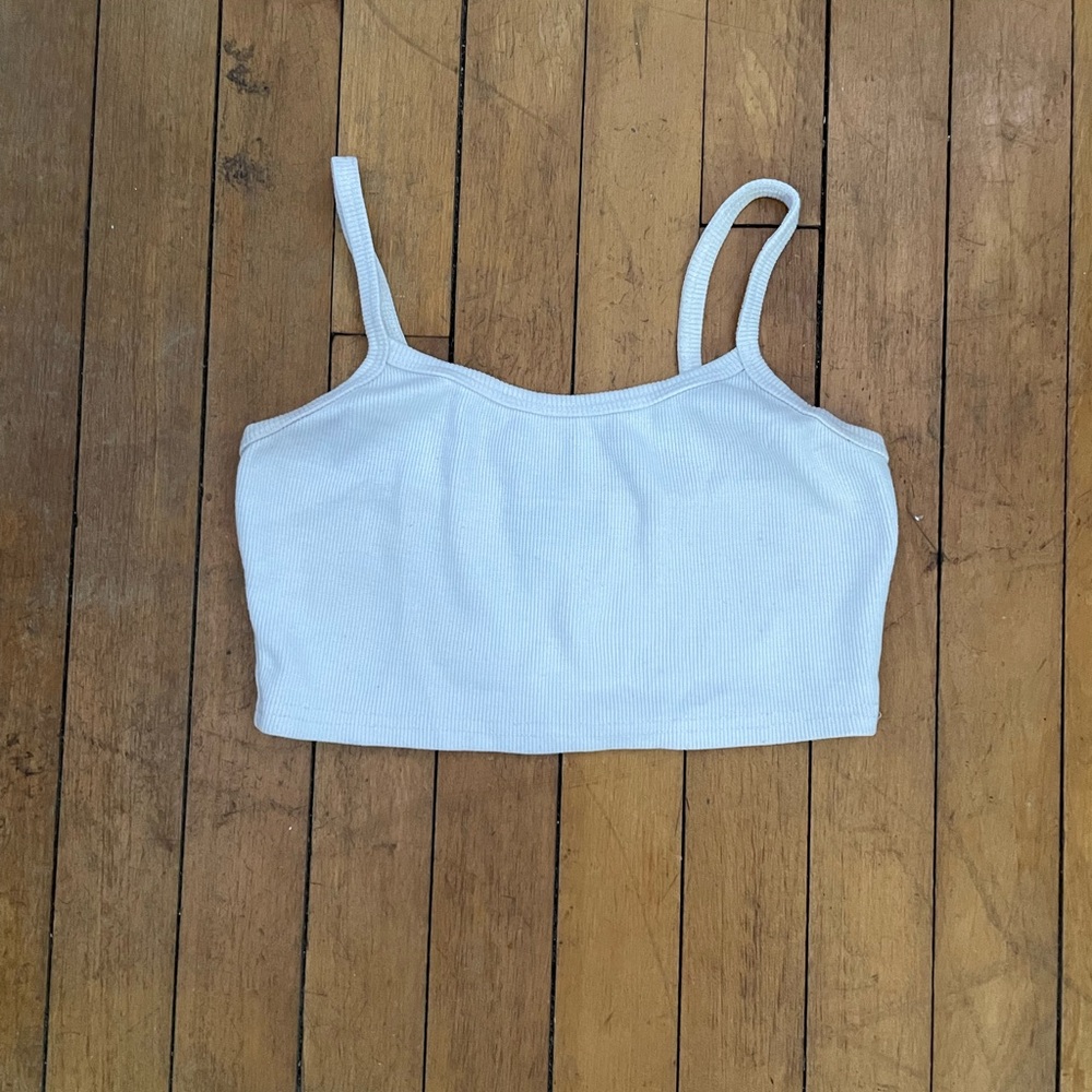 White Ribbed Crop Top